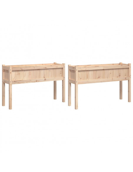 Fioriere da Giardino 2 pz con Gambe in Legno Massello di Pino