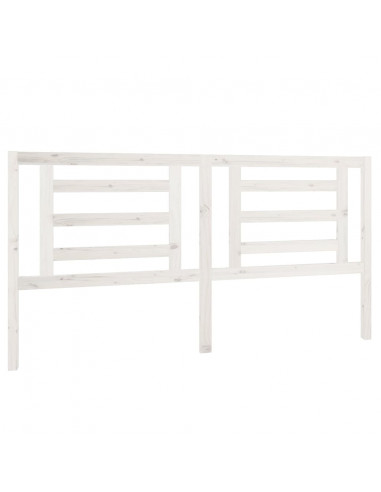 Testiera per Letto Bianca 186x4x100cm in Legno Massello di Pino