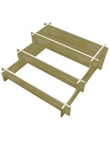 Fioriera a 3 Livelli 90x90x35 cm in Legno Impregnato