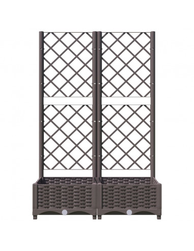 Fioriera da Giardino con Graticcio Marrone 80x40x121,5 cm in PP