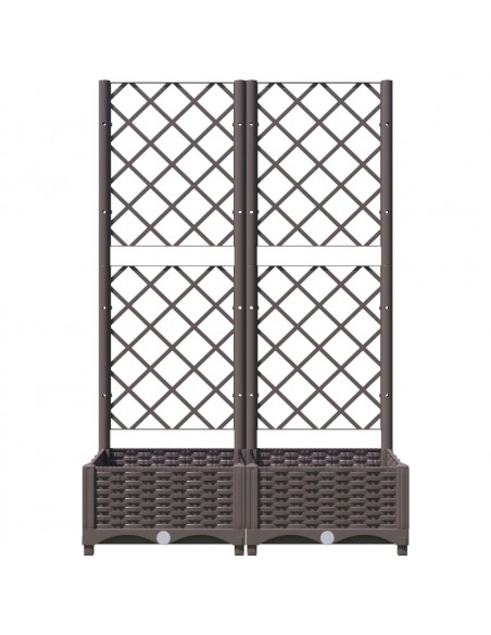Fioriera da Giardino con Graticcio Marrone 80x40x121,5 cm in PP