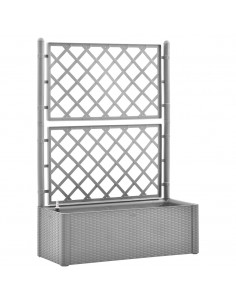 Letto Rialzato da Giardino con Graticcio e Irrigazione Grigio 2