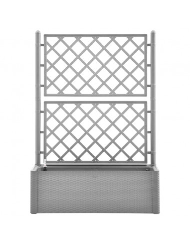 Letto Rialzato da Giardino con Graticcio e Irrigazione Grigio