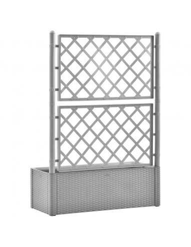 Letto Rialzato da Giardino con Graticcio e Irrigazione Grigio