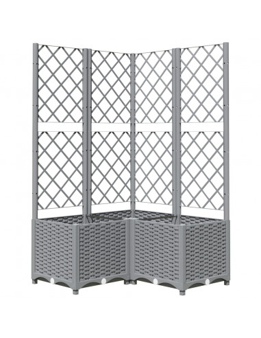 Fioriera da Giardino con Graticcio Grigio Chiaro 80x80x136cm PP