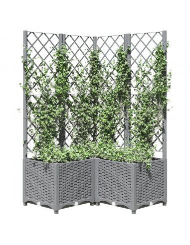 Fioriera da Giardino con Graticcio Grigio Chiaro 80x80x136cm PP