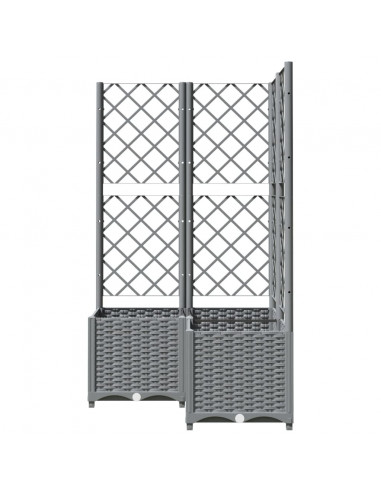 Fioriera da Giardino con Graticcio Grigio Chiaro 80x80x136cm PP