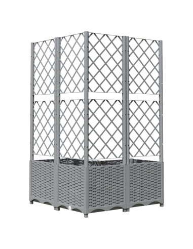 Fioriera da Giardino con Graticcio Grigio Chiaro 80x80x136cm PP