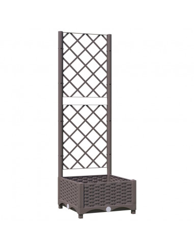 Fioriera da Giardino con Graticcio Marrone 40x40x121,5 cm in PP