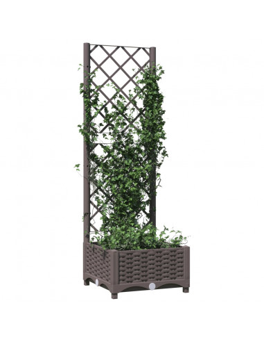 Fioriera da Giardino con Graticcio Marrone 40x40x121,5 cm in PP