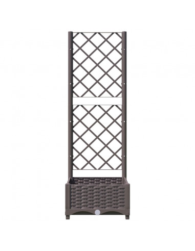Fioriera da Giardino con Graticcio Marrone 40x40x121,5 cm in PP