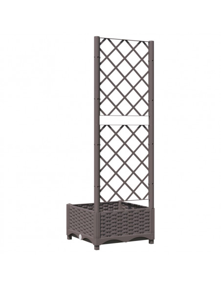 Fioriera da Giardino con Graticcio Marrone 40x40x121,5 cm in PP