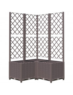 Fioriera da Giardino con Graticcio Marrone 80x80x136 cm in PP 2