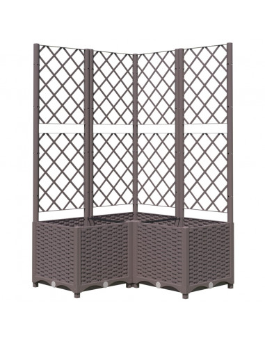 Fioriera da Giardino con Graticcio Marrone 80x80x136 cm in PP