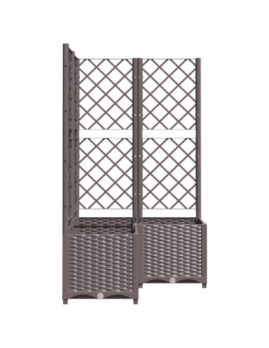 Fioriera da Giardino con Graticcio Marrone 80x80x136 cm in PP