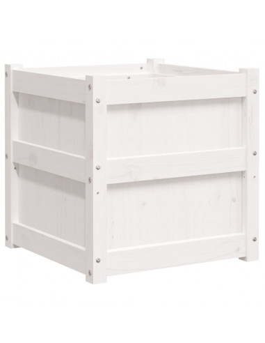 Fioriere da Giardino 2 pz Bianche in Legno Massello di Pino