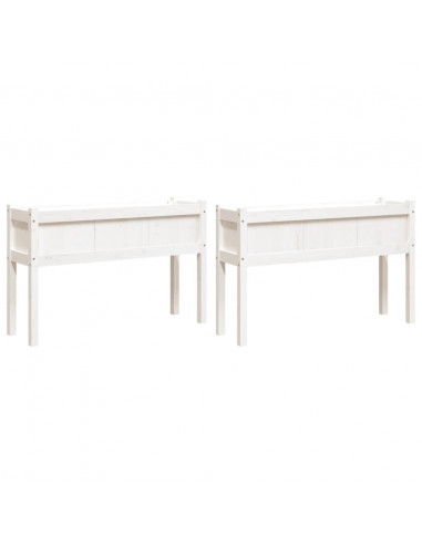 Fioriere da Giardino 2 pz con Gambe Bianche Legno Massello Pino