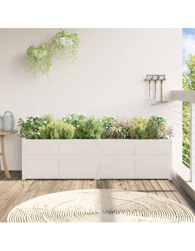 Fioriera da Giardino Bianca 180x50x50 cm Legno Massello di Pino