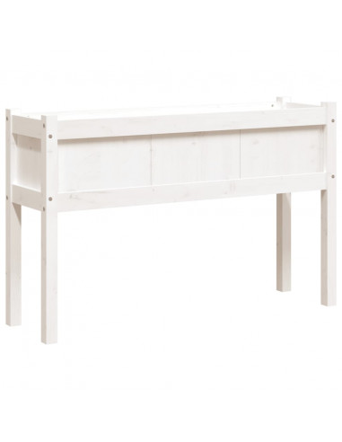 Fioriera da Giardino con Gambe Bianca 110x31x70cm Massello Pino