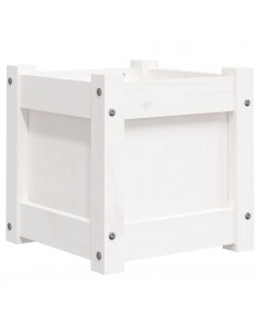 Fioriera da Giardino Bianca 31x31x31 cm Legno Massello di Pino 2