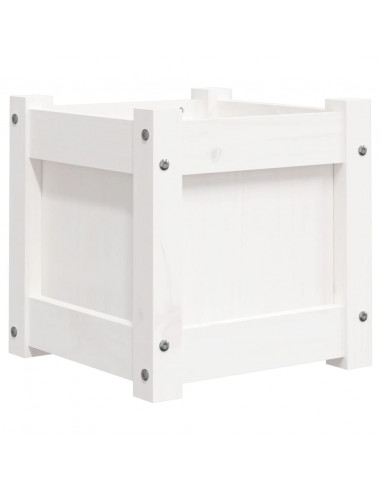Fioriera da Giardino Bianca 31x31x31 cm Legno Massello di Pino