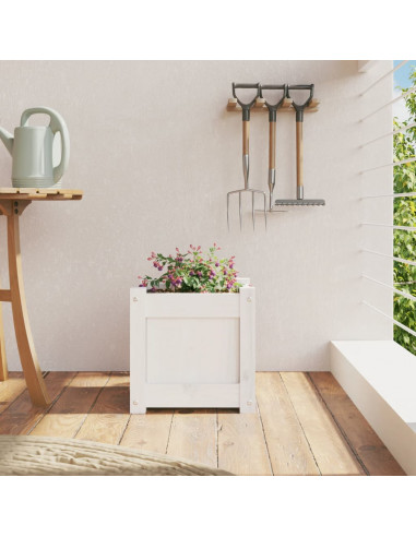 Fioriera da Giardino Bianca 31x31x31 cm Legno Massello di Pino