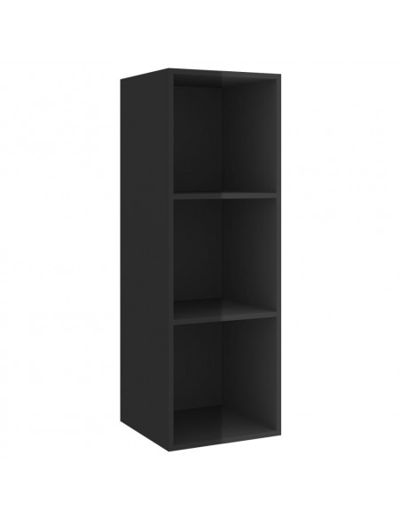 Set Mobili TV 3 pz Nero Lucido in Legno Multistrato