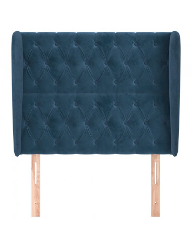 Testiera ad Orecchio Blu Scuro 93x23x118/128 cm in Velluto