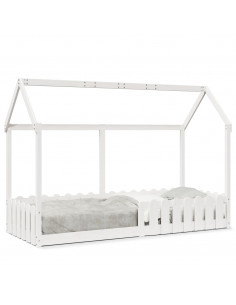 Giroletto Casetta Bambini Bianco 80x200 cm Legno Massello Pino 2