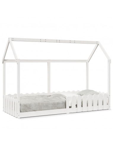 Giroletto Casetta Bambini Bianco 80x200 cm Legno Massello Pino
