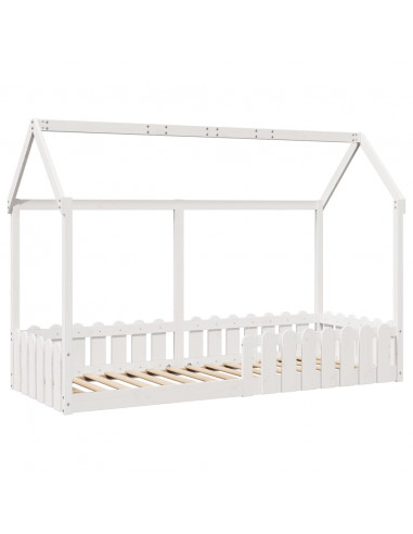 Giroletto Casetta Bambini Bianco 80x200 cm Legno Massello Pino