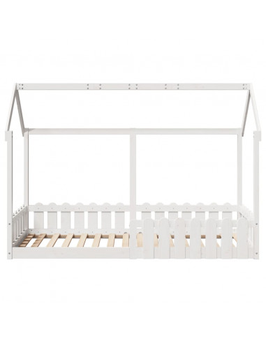 Giroletto Casetta Bambini Bianco 80x200 cm Legno Massello Pino