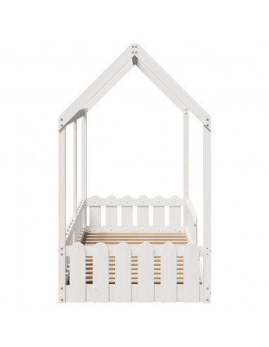 Giroletto Casetta Bambini Bianco 80x200 cm Legno Massello Pino