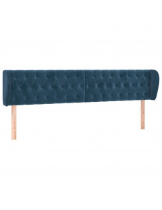 Testiera ad Orecchio Blu Scuro 203x23x78/88 cm in Velluto 2