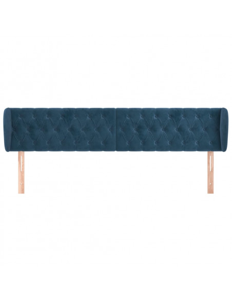 Testiera ad Orecchio Blu Scuro 203x23x78/88 cm in Velluto