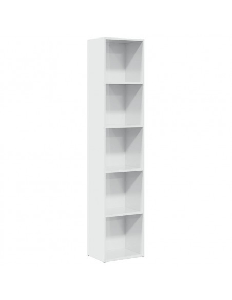 Libreria Bianco Lucido 40x30x189 cm in Legno Multistrato