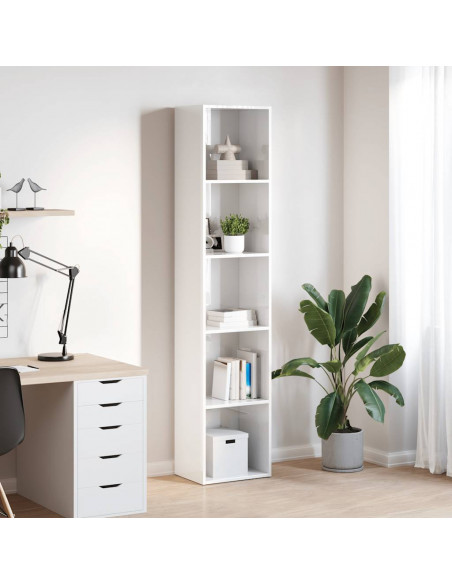Libreria Bianco Lucido 40x30x189 cm in Legno Multistrato
