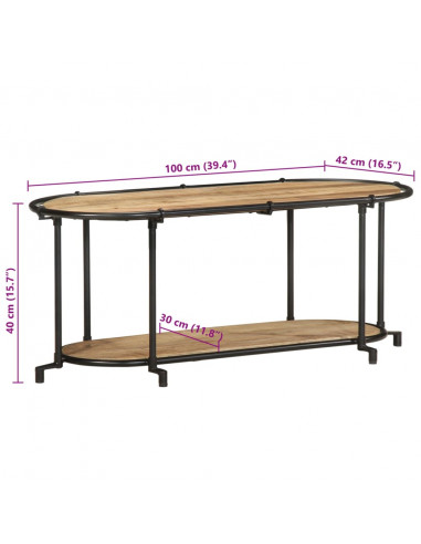 Mobile Porta TV 100x42x40 cm in Massello di Mango Grezzo