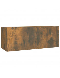 Set Mobili Porta TV 2 pz Rovere Fumo in Legno Multistrato