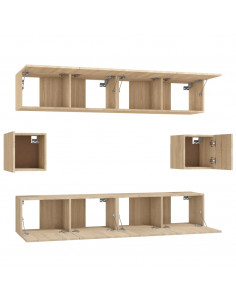Set di Mobili Porta TV 6 pz Rovere Sonoma in Legno Multistrato