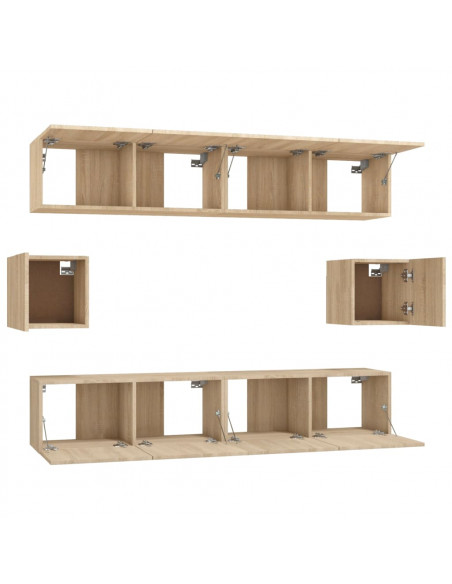 Set di Mobili Porta TV 6 pz Rovere Sonoma in Legno Multistrato