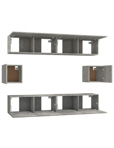 Set di Mobili Porta TV 6 pz Grigio Cemento in Legno Multistrato