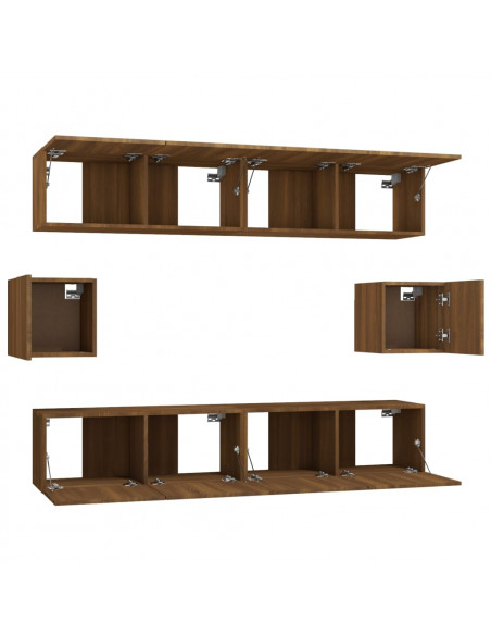 Set Mobili Porta TV 6 pz Rovere Marrone in Legno Multistrato