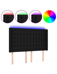 Testiera a LED Nera 147x16x118/128 cm in Tessuto 2