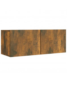 Set Mobili Porta TV 8pz Rovere Fumo in Legno Multistrato