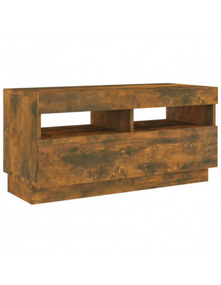 Set Mobili TV 2pz con Luci LED Rovere Fumo in Legno Multistrato