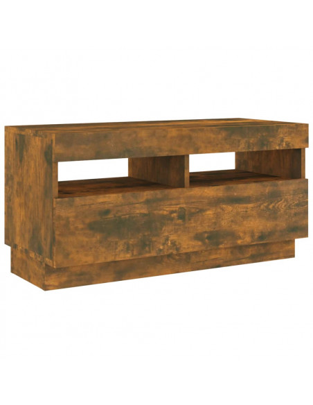 Set Mobili TV 3pz con Luci LED Rovere Fumo in Legno Multistrato