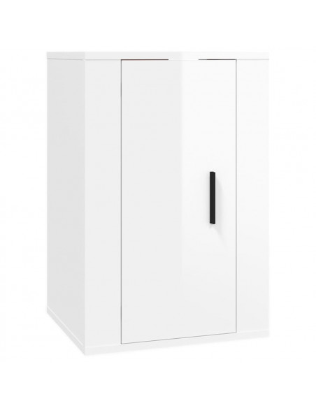 Set di Mobili Porta TV 4 pz Bianco Lucido in Legno Multistrato