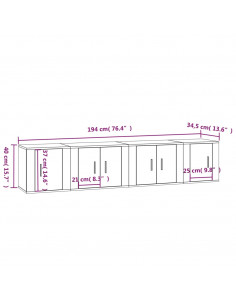 Set di Mobili Porta TV 4 pz Bianco Lucido in Legno Multistrato
