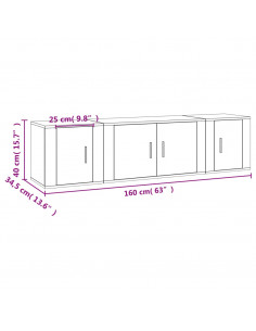 Set Mobili Porta TV 3 pz Bianco in Legno Multistrato